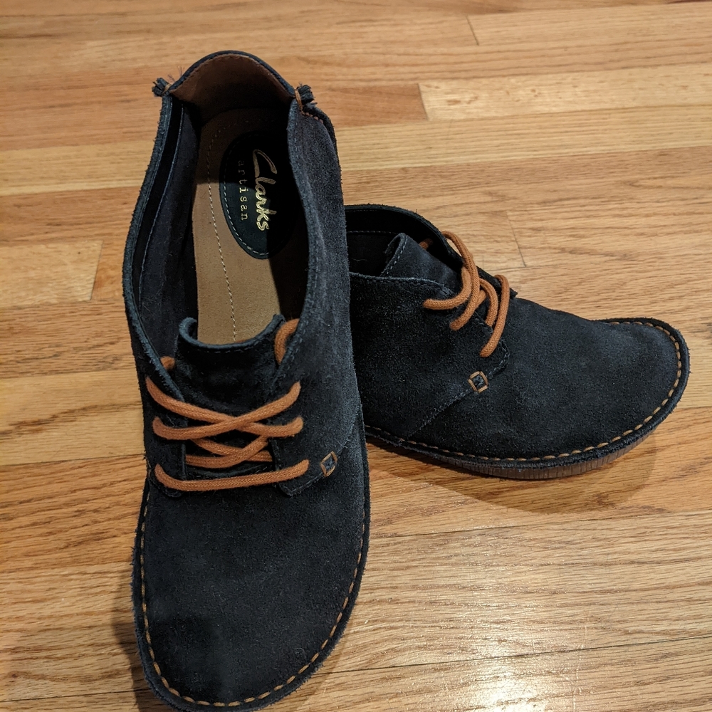 Clarks blue suede shoes